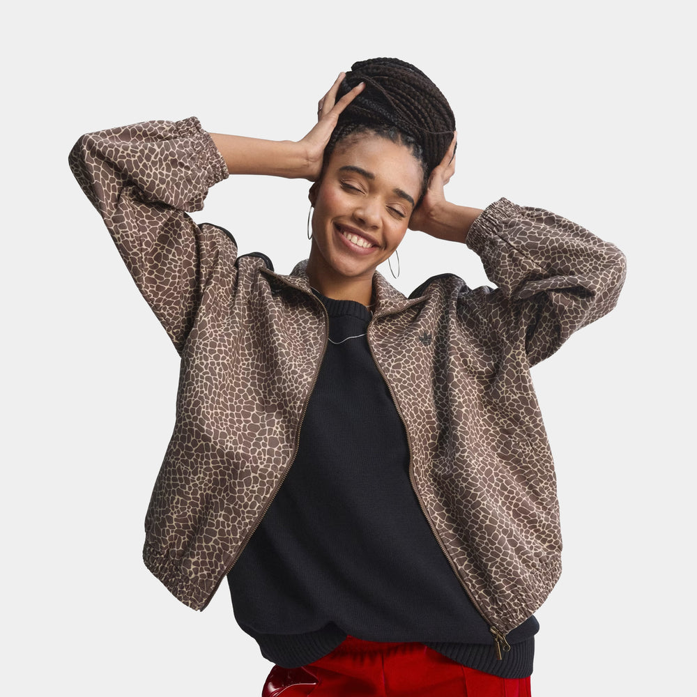 adidas Firebird Women's Oversized All-Over Print Denim Jacket