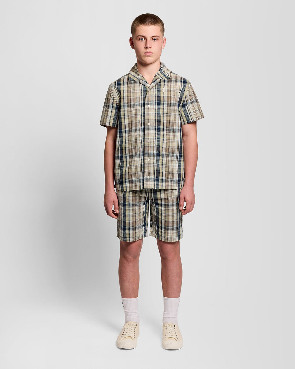 Lyle & Scott Big Kids' Linen Blend Check Shorts
