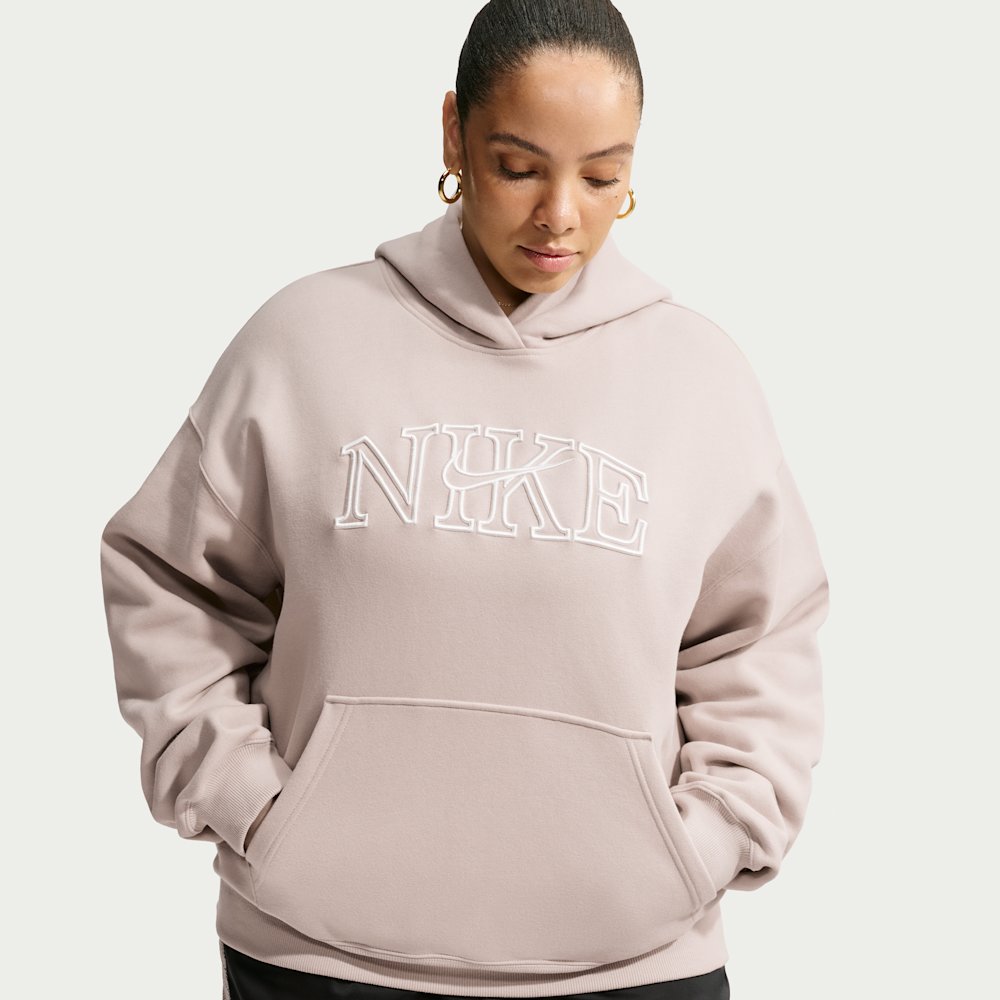 Nike Studio Fleece Medium Weight Women's Oversized Pullover Logo Hoodie