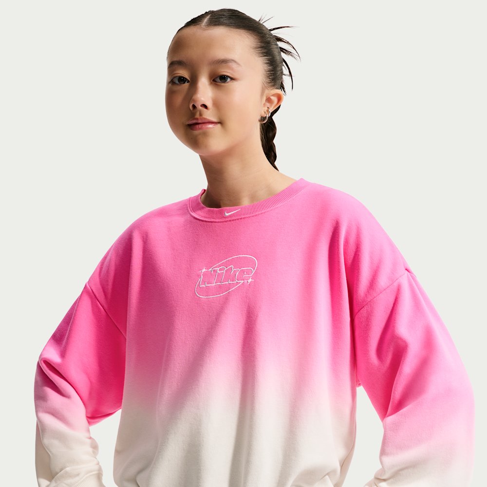 Nike Studio Fleece Lightweight Big Kids' (Girls') Oversized Graphic Crew