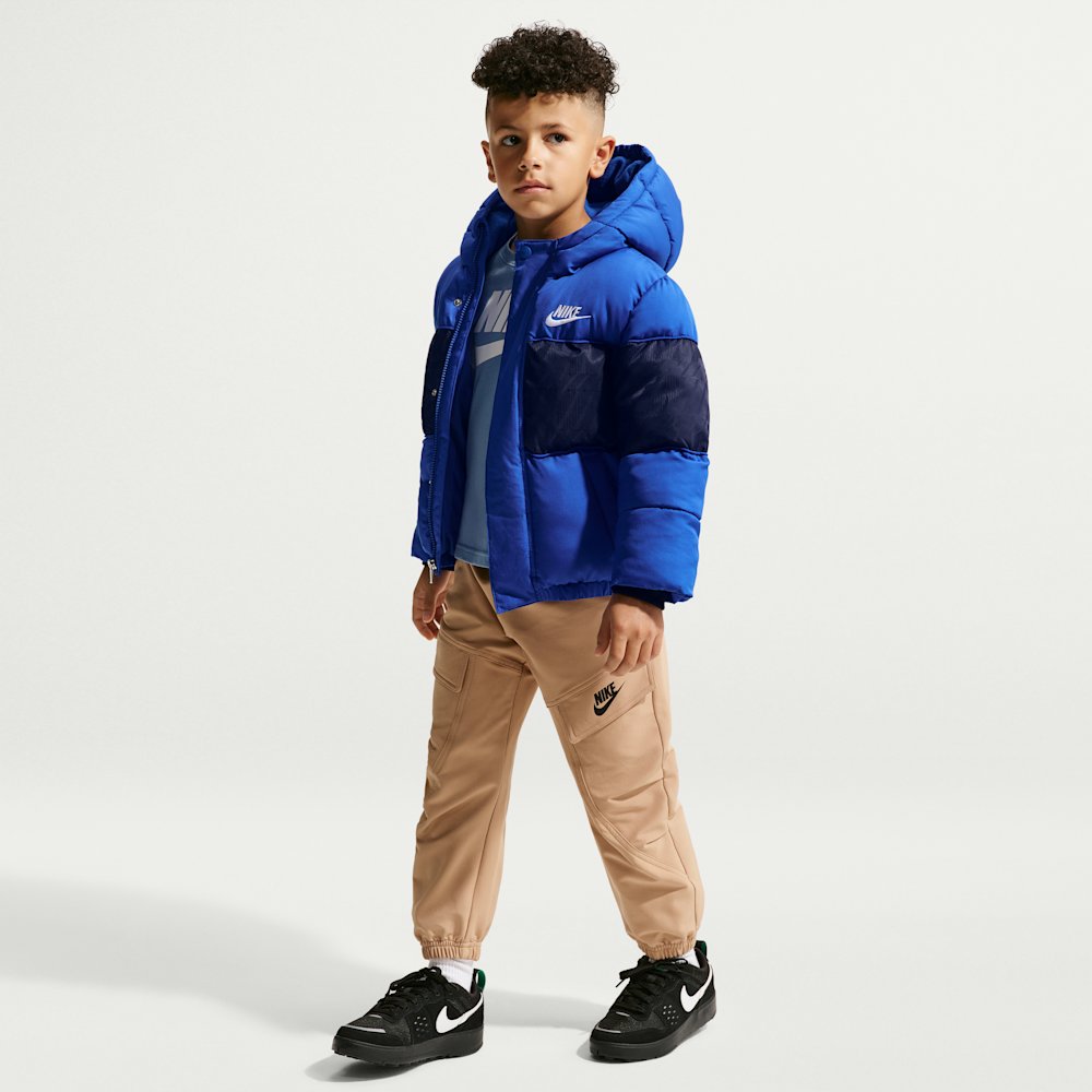 Nike Little Kids' Jacquard Logo Mixed Media Puffer Jacket