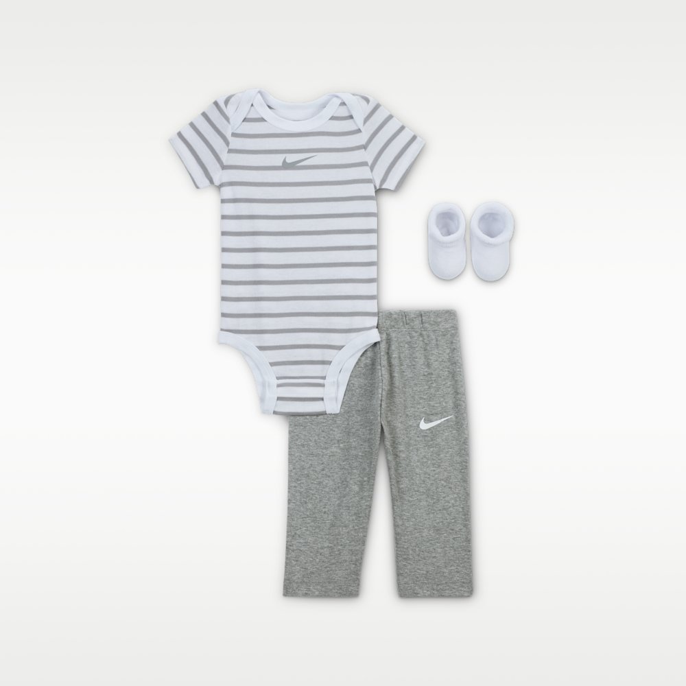 Nike Baby Bodysuit, Pants, and Terry Socks 3-Piece Set