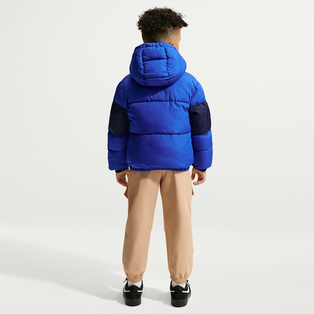 Nike Little Kids' Jacquard Logo Mixed Media Puffer Jacket