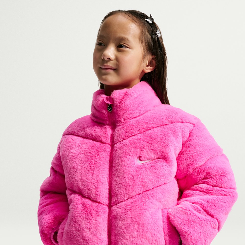 Nike Little Kids' Quilted Faux Fur Jacket