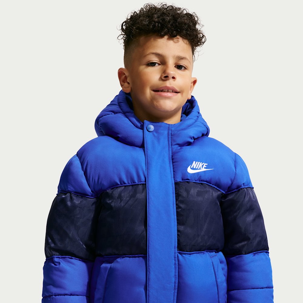 Nike Little Kids' Jacquard Logo Mixed Media Puffer Jacket