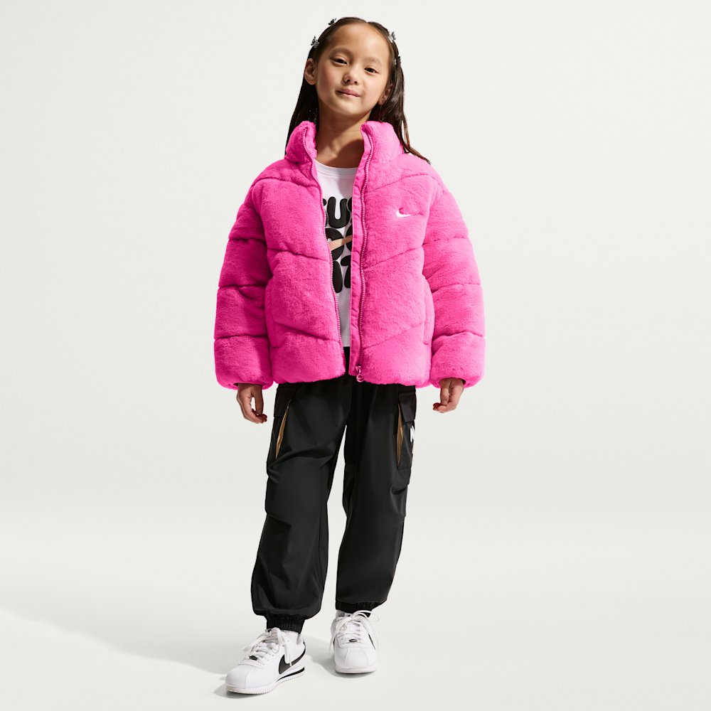 Nike Little Kids' Quilted Faux Fur Jacket