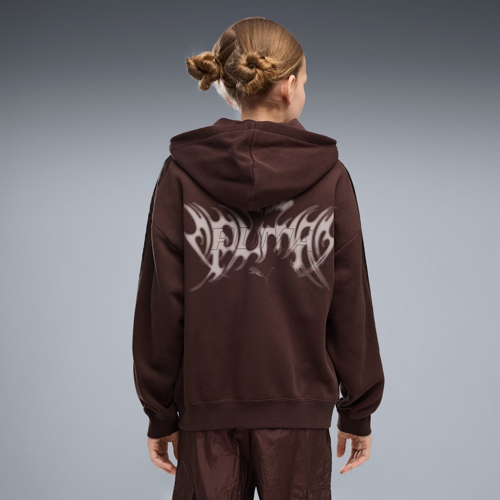 PUMA Midnight Shadow Big Kids' T7 Oversized Zip-Up Hoodie