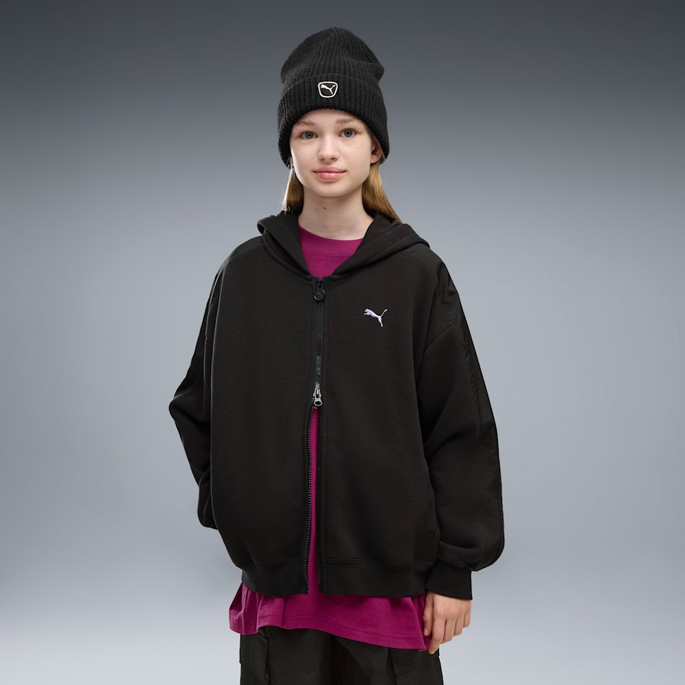PUMA Midnight Shadow Big Kids' T7 Oversized Zip-Up Hoodie