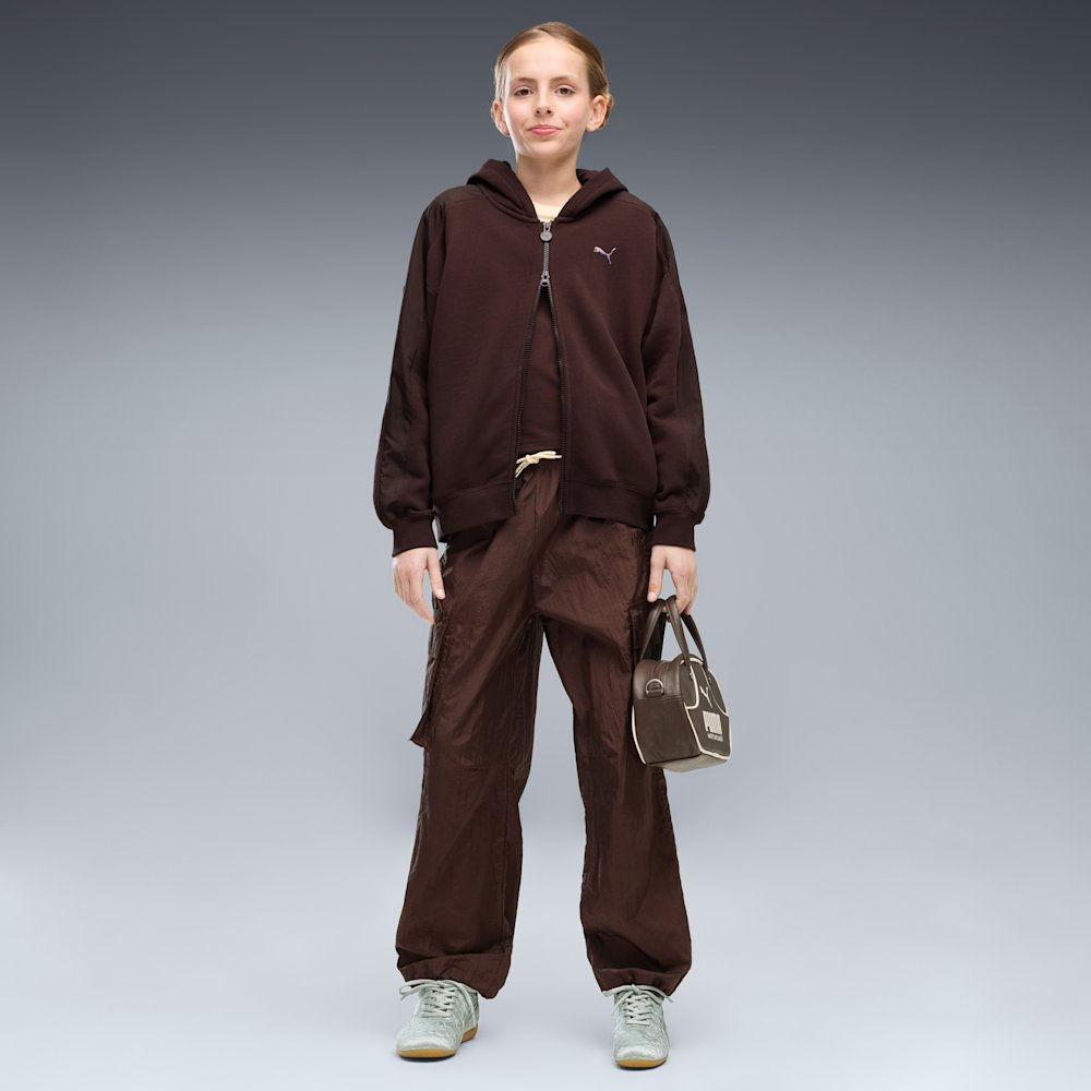 PUMA Midnight Shadow Big Kids' T7 Oversized Zip-Up Hoodie