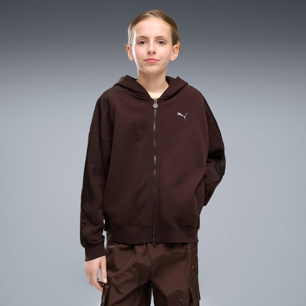 PUMA Midnight Shadow Big Kids' T7 Oversized Zip-Up Hoodie