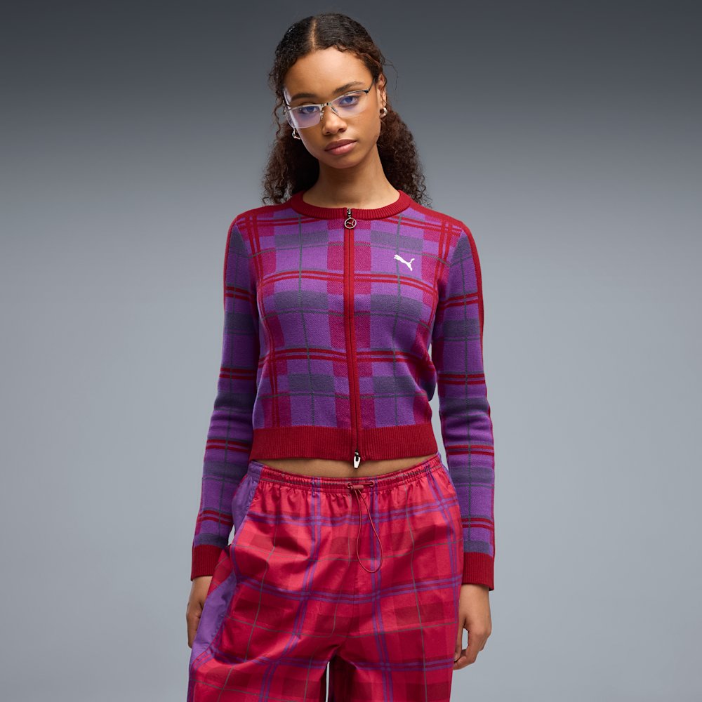 PUMA T7 Women's Tartan Slim Knitted Cardigan