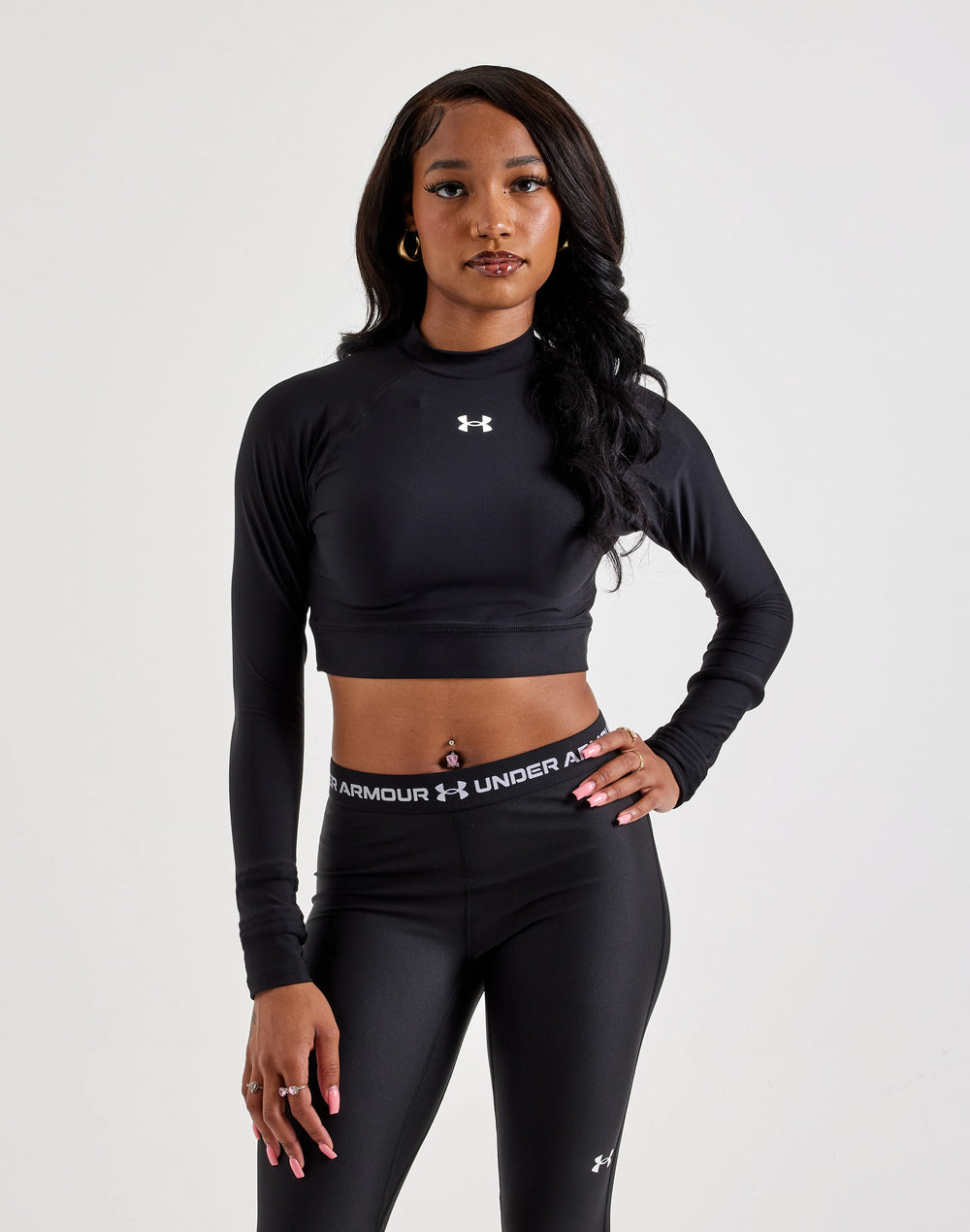 Under Armour HeatGear Women's Cropped Mock-Neck Long-Sleeve Top